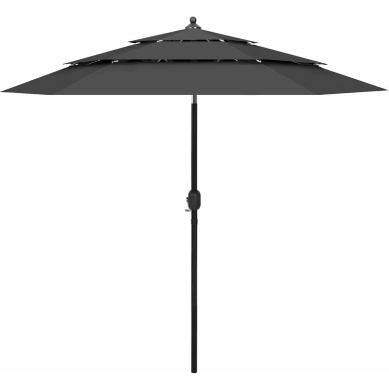 Parasol à 3 niveaux avec mât en aluminium Anthracite 2,5 m