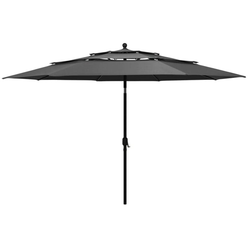 Parasol à 3 niveaux avec mât en aluminium Anthracite 3,5 m