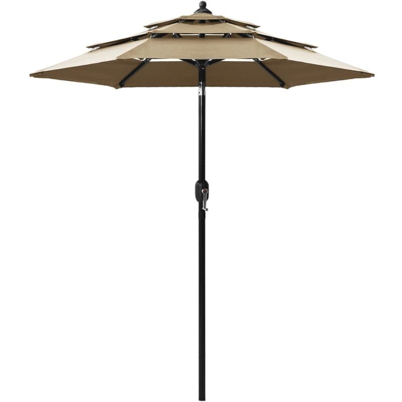 Parasol à 3 niveaux avec mât en aluminium Taupe 2 m - Vidaxl