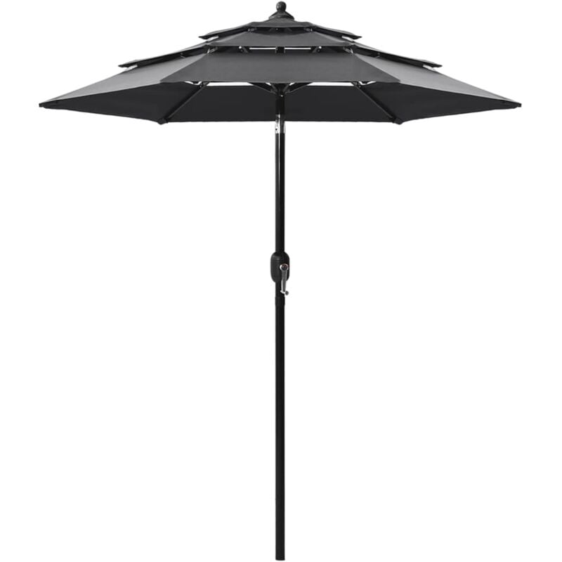 Parasol de jardin à 3 niveaux avec mât en aluminium anthracite vidaXL