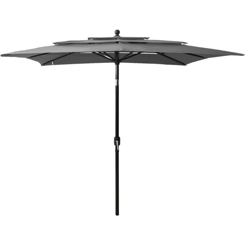 Parasol de jardin à 3 niveaux avec mât en aluminium anthracite vidaXL