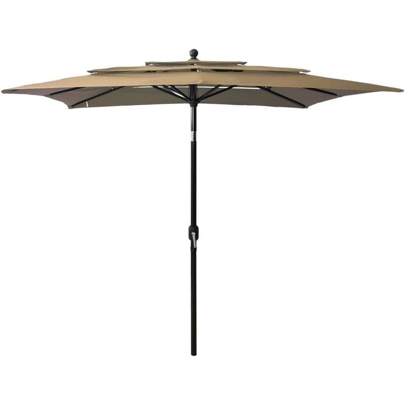 Parasol de jardin à 3 niveaux avec mât en aluminium taupe Vidaxl