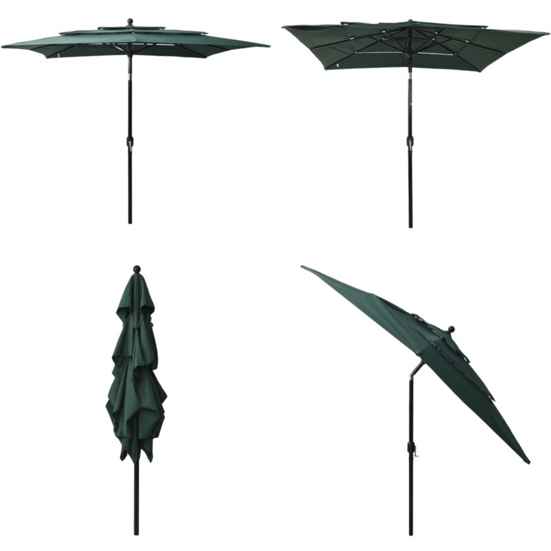 Vidaxl - Parasol de jardin à 3 niveaux avec mât en aluminium vert - Parasol De Jardin - Parasol Extérieur - Parasol Trois Niveaux - Parasol Vert