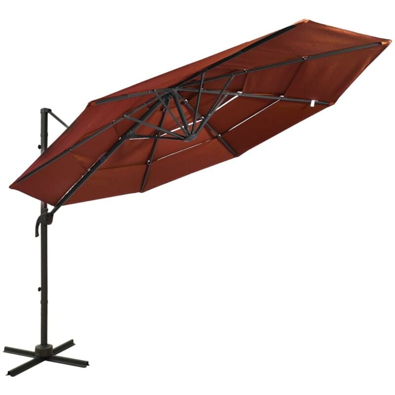 Vidaxl - Parasol à 4 niveaux avec mât en aluminium Terre cuite 3x3 m