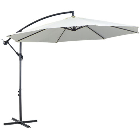 Parasol à bras articulé de 300 cm de diamètre, commande manuelle par manivelle, ombrage pratique et résistant pour jardin, terrasse et balcon.