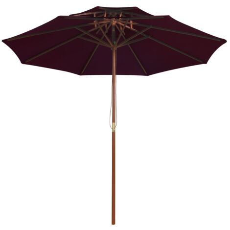 Parasol à deux étages avec mât en bois rouge bordeaux 270 cm vidaXL