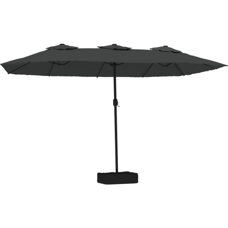 Double-head Garden Parasol With Leds Anthracite 449x265 Cm Vidaxl