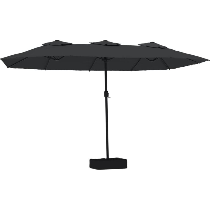 Double-head Garden Parasol With Leds Black 449x265 Cm Vidaxl