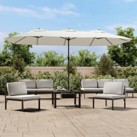Parasol à double tête blanc sable 449x265 cm vidaXL