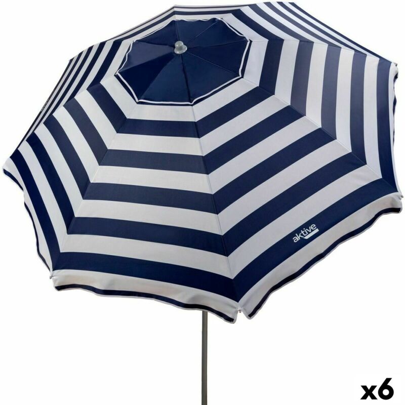 Parasol Aktive bleu/blanc 220 x 209 x 220 cm toile d'acier oxford (6 pièces)