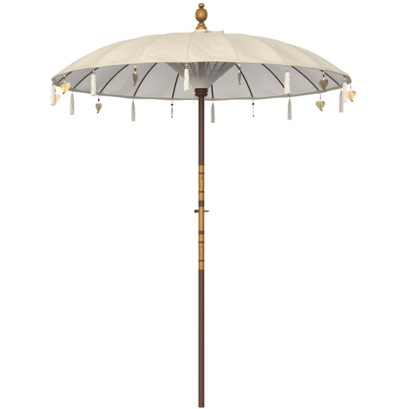 Parasol en bois de cocotier et tissu crème - ali