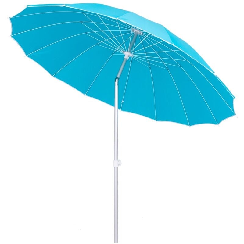 

Lolahome - Parasol sombrilla azul con varillas flexibles de fibra de carbono y mástil de aluminio de Ø 250 cm