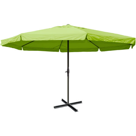 Parasol Meran Pro, parasol de marché gastronomique avec volant Ø 5m polyester/alu 28kg jaune sans support