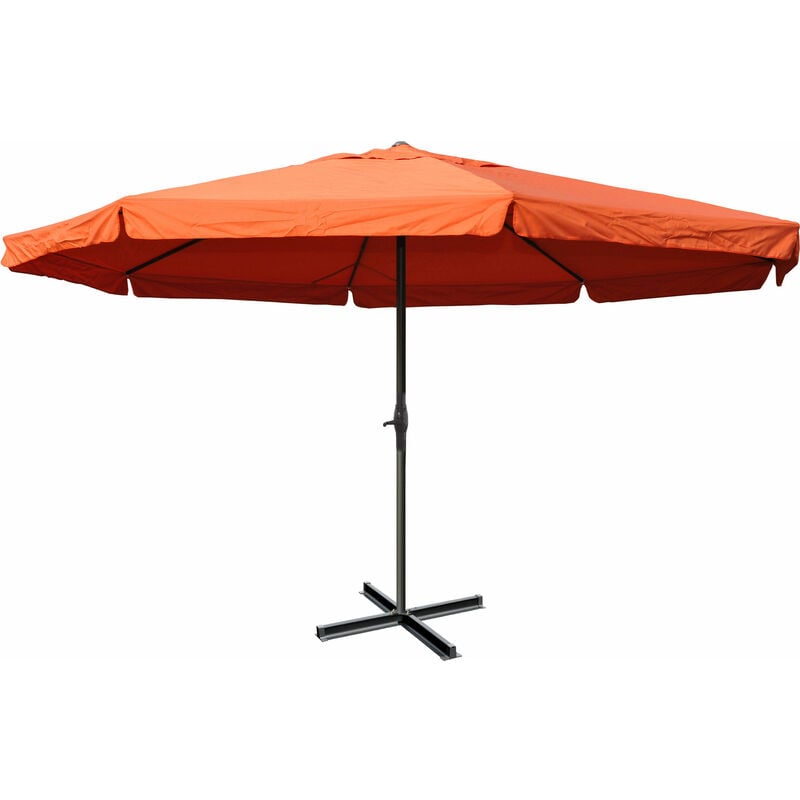 Jamais utilisé] Parasol aluminium Meran Pro ø 5m avec volant, terracotta