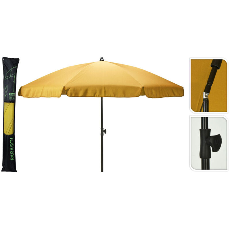 Parasol Jaune de Jardin - Grand Diamètre 220 cm - Protection Solaire Estivale - Élégant et Pratique