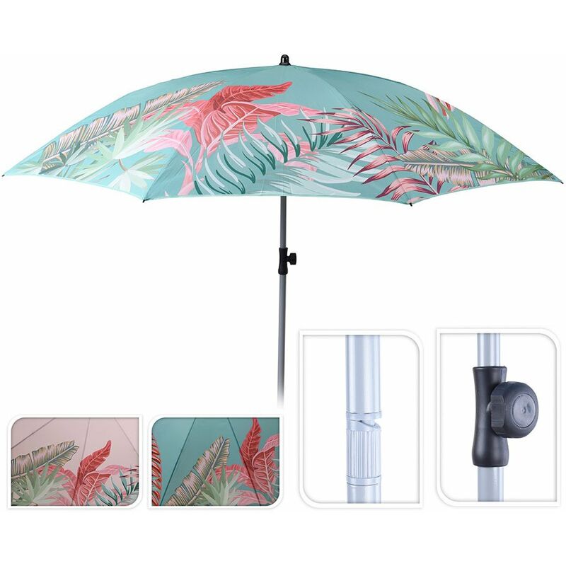 Pro Beach - Parapluie de plage réglable ø200cm modèle imprimé animal couleurs assorties