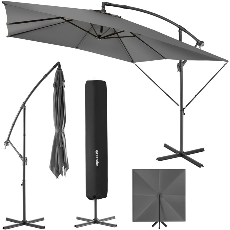 Tectake - Parasol Apollon avec manivelle 2,5 x 2,5 m - Parasol, parasol de jardin, parasol à manivelle - gris clair