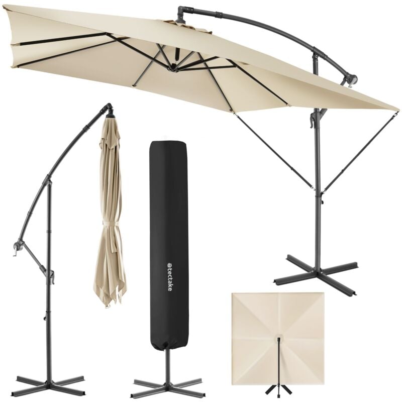 Parasol Apollon avec manivelle 2,5 x 2,5 m - Parasol, parasol de jardin, parasol à manivelle - beige