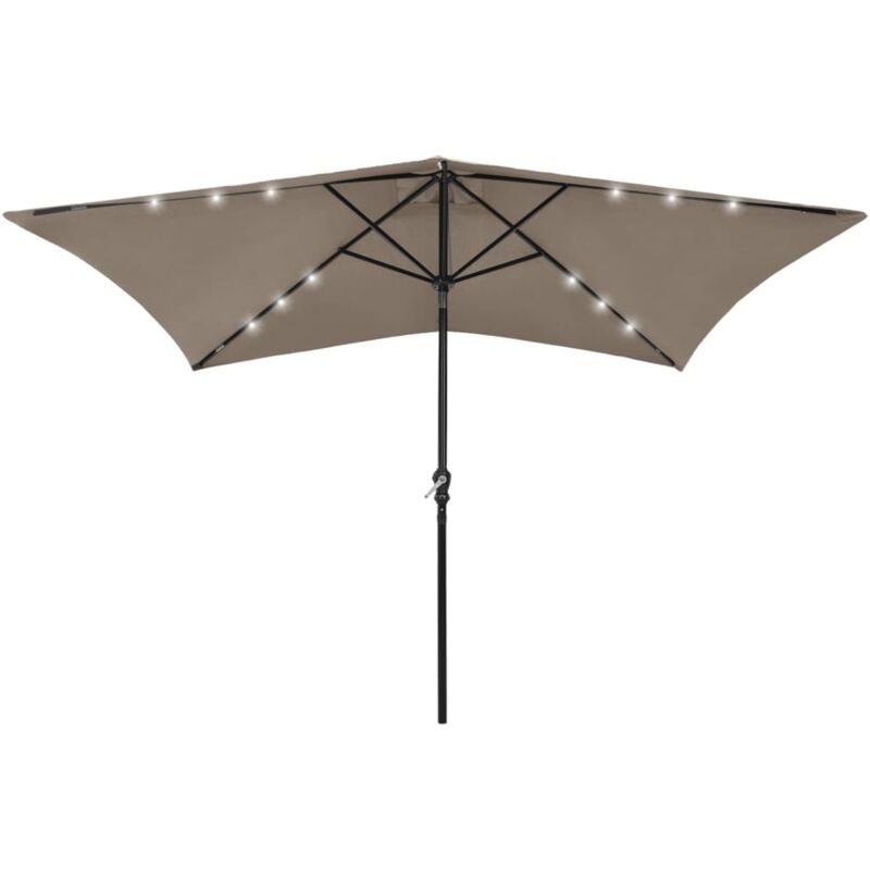 Parasol de jardin avec led et mât en acier taupe 2x3 m Vidaxl