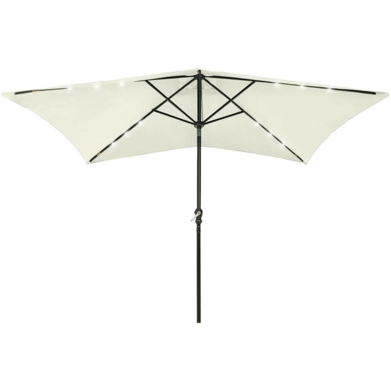 Parasol de jardin avec led et mât en acier sable 2x3 m Vidaxl