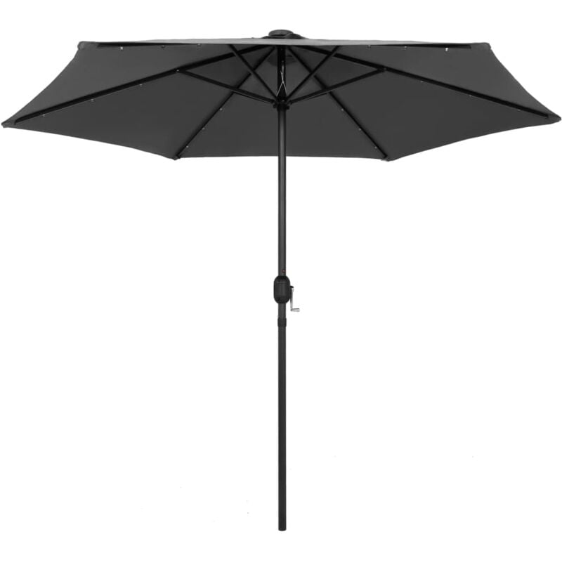 Parasol avec led et mât en aluminium 270 cm Anthracite