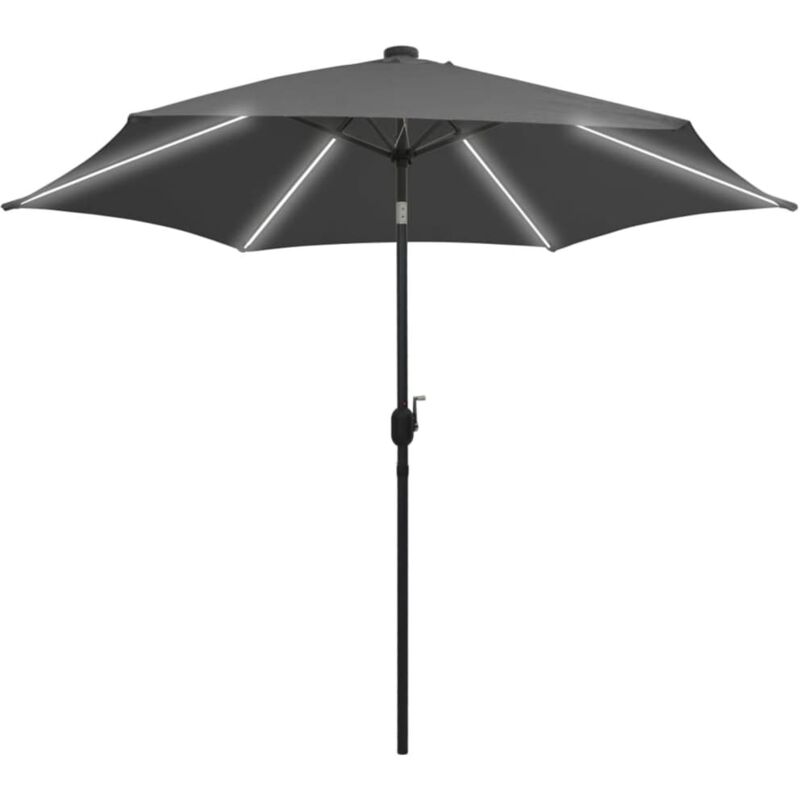 Parasol avec led et mât en aluminium 300 cm Anthracite