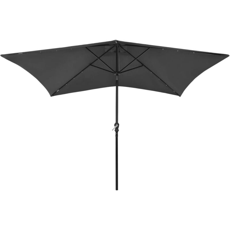 Inlife Parasol avec led et mât en acier Anthracite 2x3 m