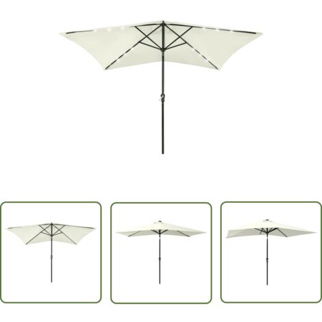 Parasol avec LED - Parasol d'extérieur Style Moderne - Protection Solaire - et mât en acier Sable 2x3 m Chic-551155