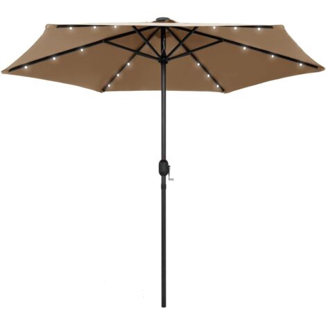 Parasol avec LED - Parasol d'extérieur Style Moderne - Protection Solaire - et mât en aluminium 270 cm Taupe Chic-743691
