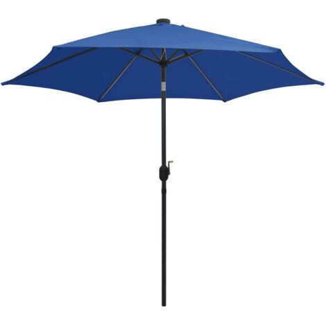 Parasol avec LED, Parasol pour Balcon Jardin Plage Terrasse, et mât en aluminium 300 cm Bleu azuré OIB5131E