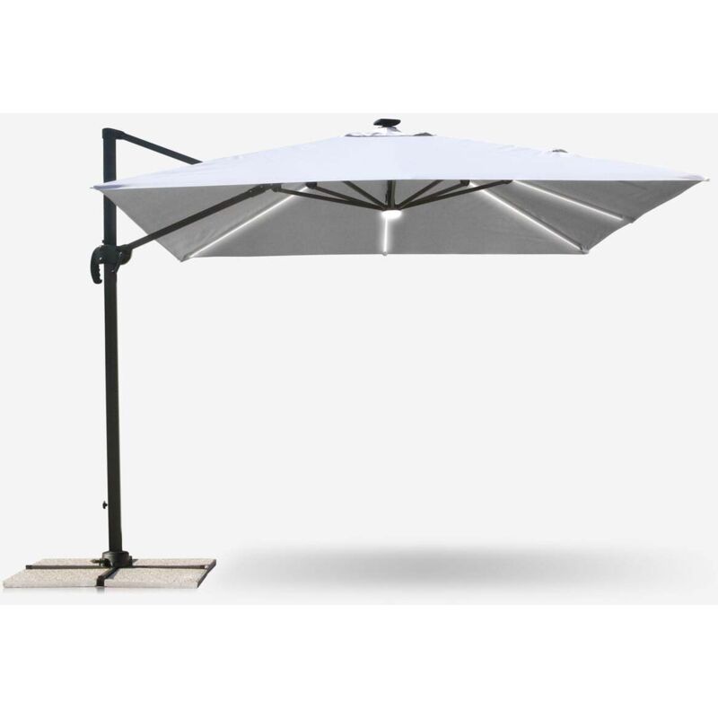 Parasol avec Lumi&egrave;re solaire &agrave; Led carr&eacute; 3m&sup2; bars aluminium Paradise