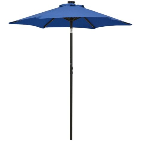Parasol avec lumières LED - Parasol de Jardin Extérieur - Protection Solaire pour Jardin Patio Piscine Bleu azuré 200x211 cm Aluminium HNDX514484