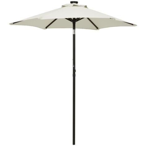 Parasol avec lumières LED - Parasol de Jardin Extérieur - Protection Solaire pour Jardin Patio Piscine Sable 200x211 cm Aluminium HNDX512452