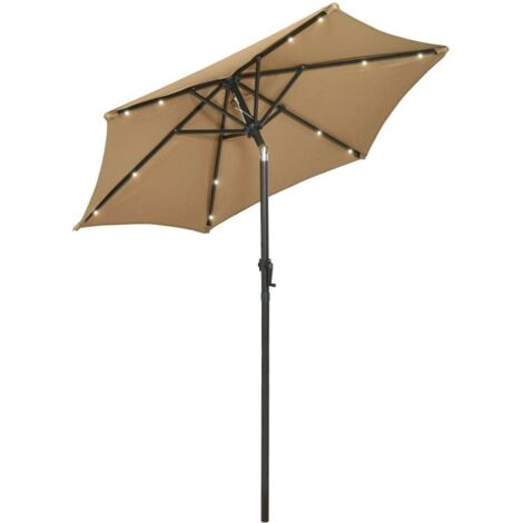 Parasol avec lumières LED, Parasol pour Balcon Jardin Plage Terrasse, Taupe 200x211 cm Aluminium OIB1657E