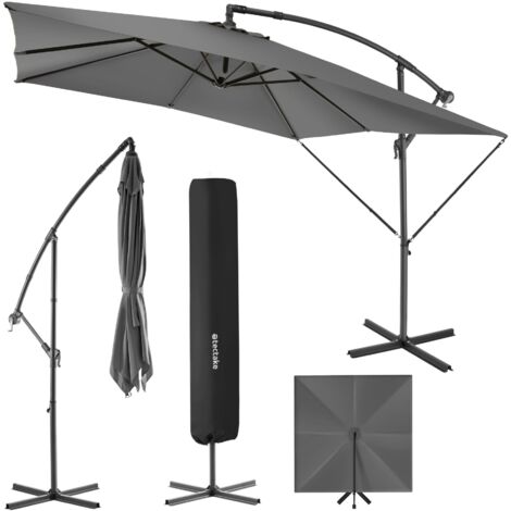 Tectake – Parasol droit 2,5 x 2,5 m avec manivelle – Toile déperlante – Angle d'inclinaison réglable – Protection UV 50+
