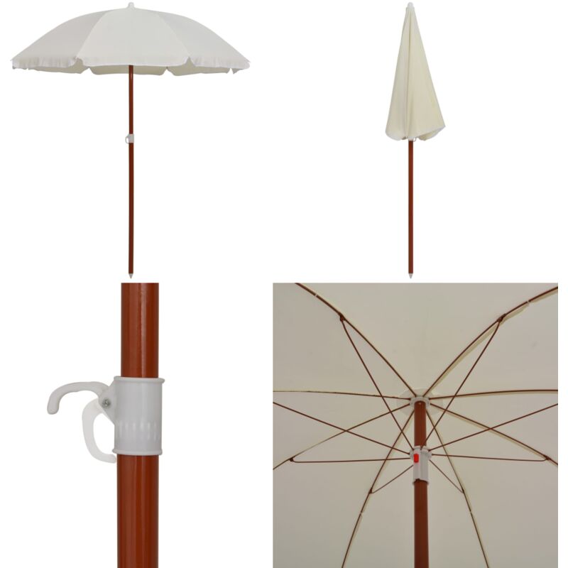 Parasol de jardin avec mât en acier 180 cm Sable - Parasol De Jardin - Parasol Rectangulaire - Parasol Beige - Parasol Résistant Aux uv - Parasol