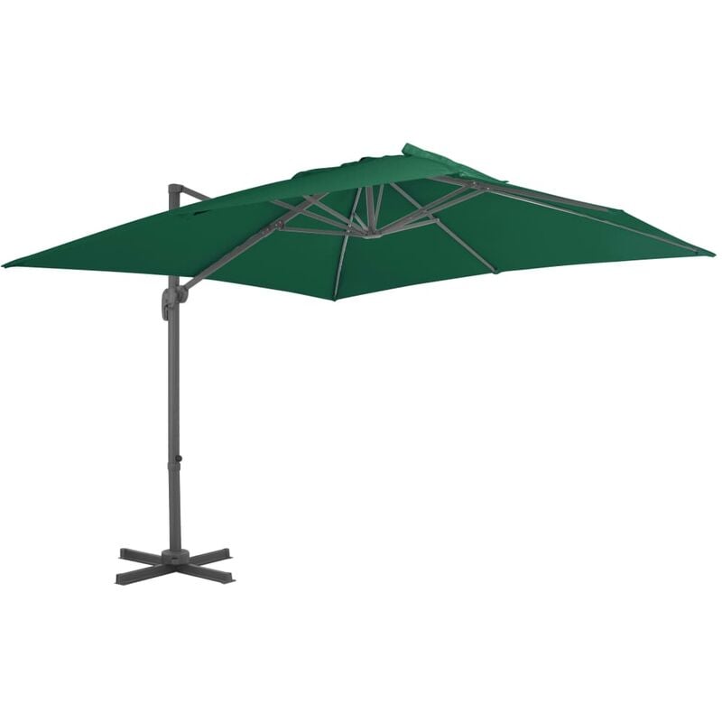 Torana - Parasol déporté avec mât en aluminium Vert 300x300 cm