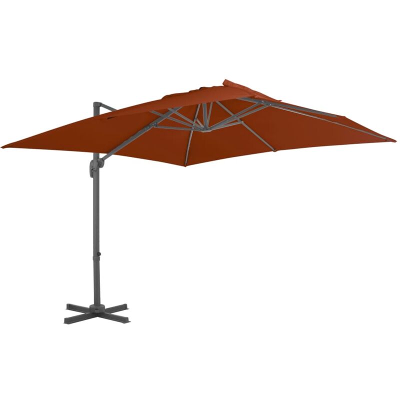 Torana - Parasol déporté avec mât en aluminium Terre cuite 300x300 cm
