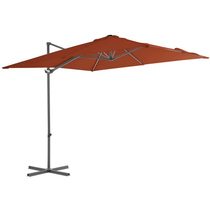 Parasol déporté avec mât en acier Terre cuite 250x250 cm