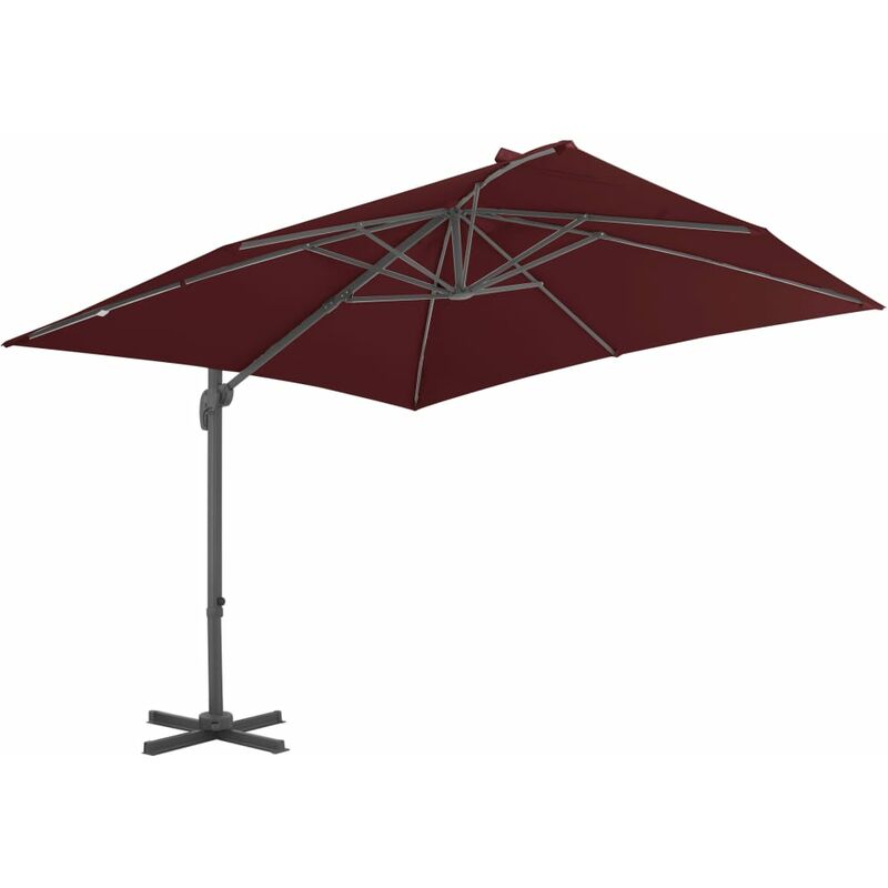 Inlife Parasol déporté avec mât en aluminium Rouge bordeaux 400x300 cm