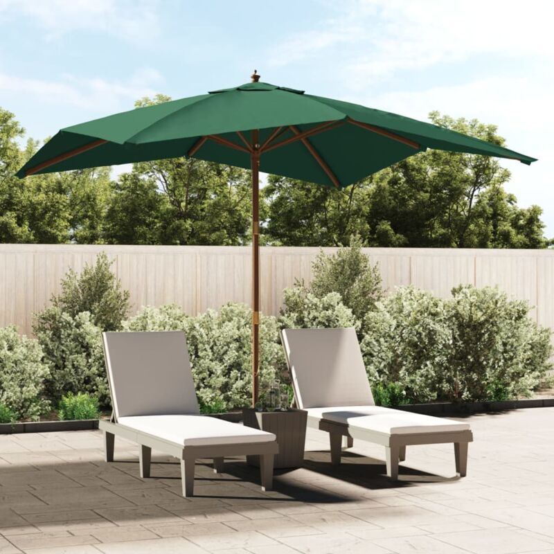 Torana - Parasol de jardin avec mât en bois vert 300x300x273 cm vidaXL