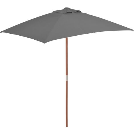 vidaXL Parasol d'extérieur avec Mât en Bois 150x200 cm Plusieurs couleurs
