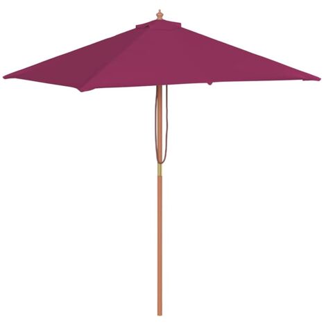 Parasol avec mât en bois 150 x 200 cm Bordeaux