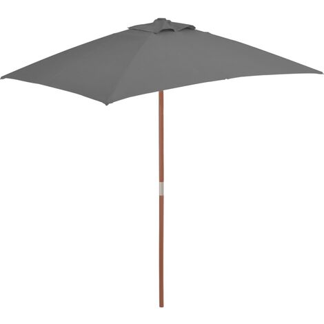 Parasol avec mât en bois 150x200 Anthracite