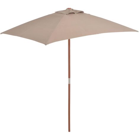 Parasol avec mât en bois 150x200 Taupe