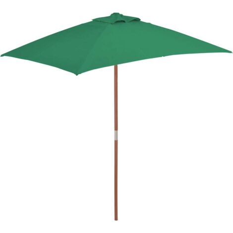 Parasol avec mât en bois 150x200 Vert