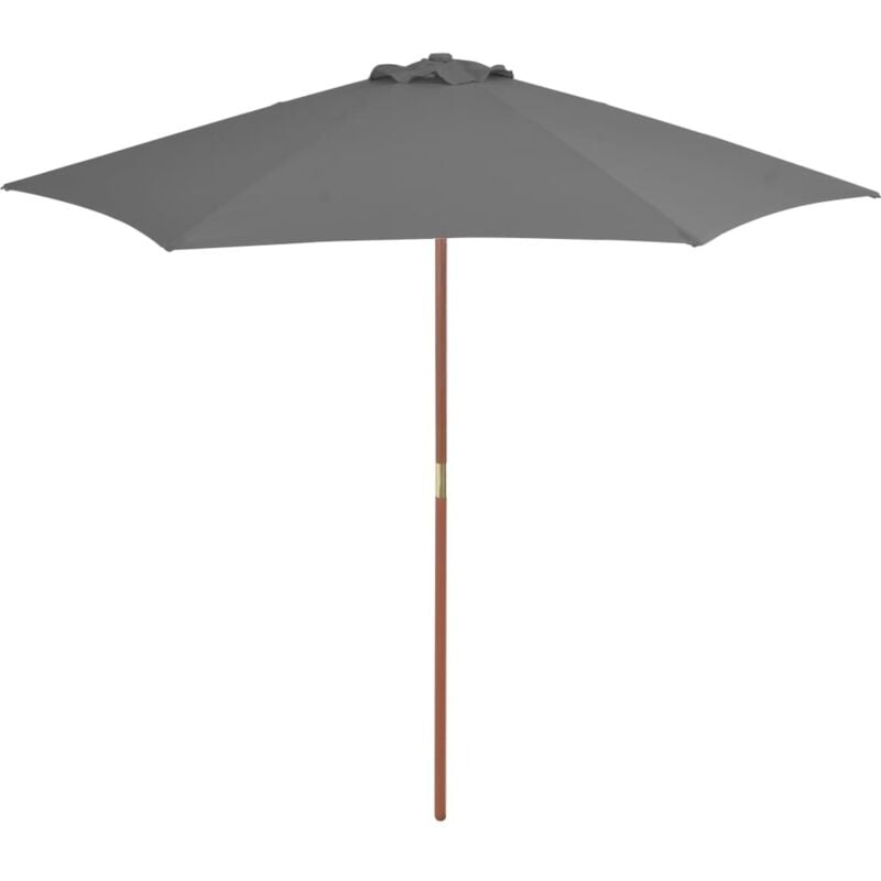 Parasol d'extérieur avec mât en bois 270 cm Anthracite