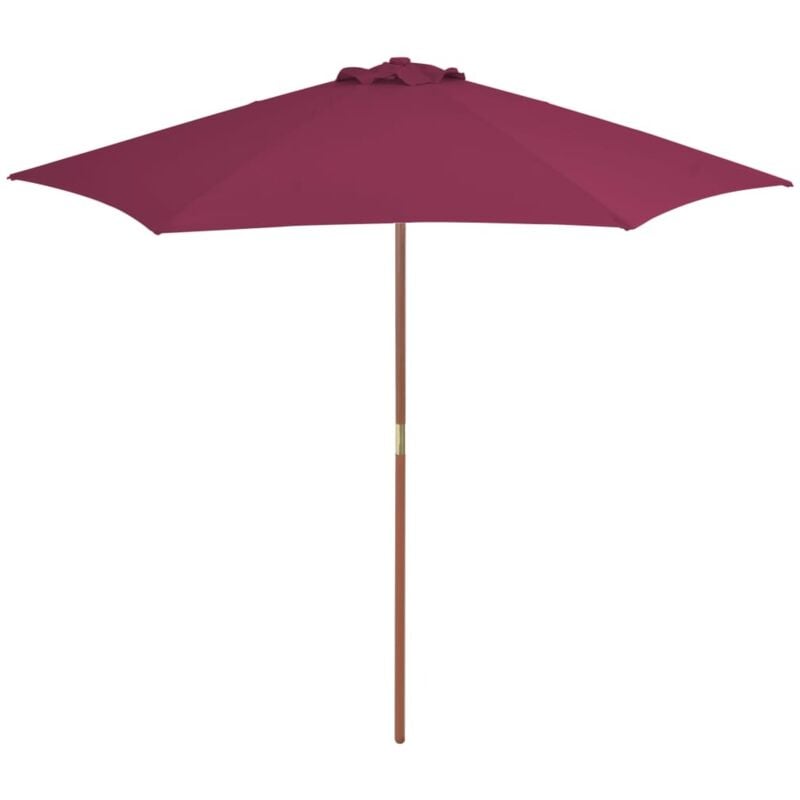 Parasol avec mât en bois 270 cm Bordeaux