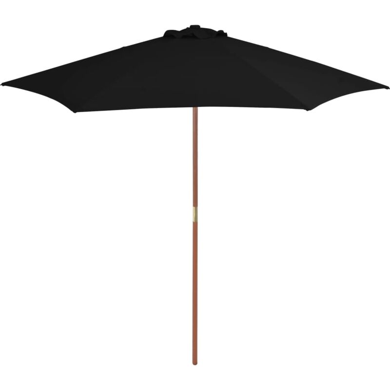 Parasol d'extérieur avec mât en bois Noir 270 cm