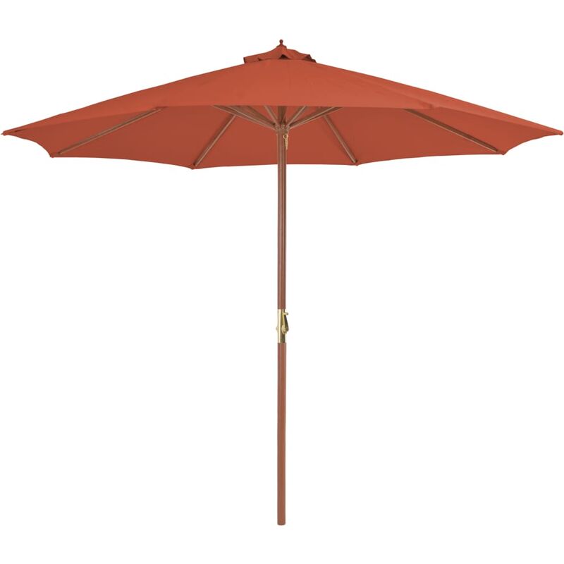 Vidaxl - Parasol d'extérieur avec mât en bois 300 cm Terre cuite